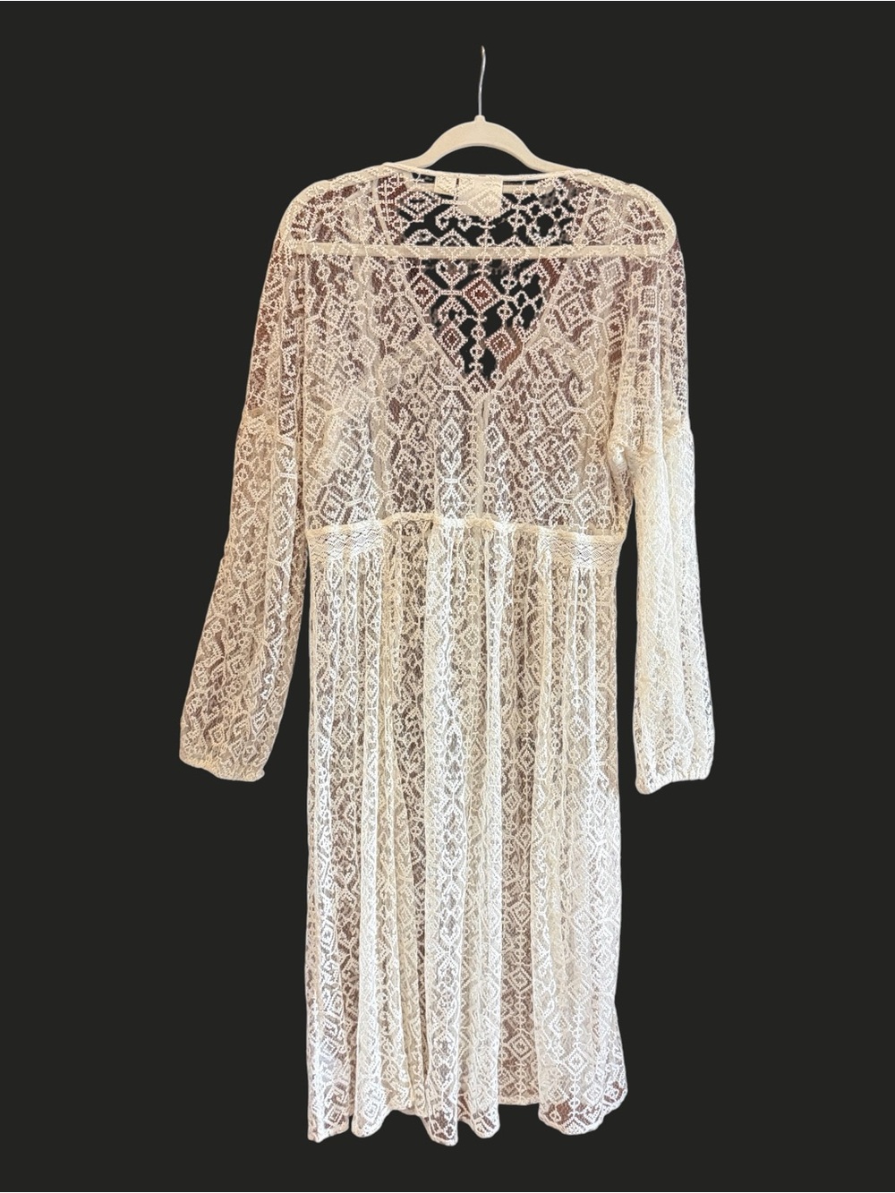 ANTHROPOLOGIE MAEVE San-Michel Lace Duster Dress Coverup Ivory White L - Picture 7 of 16